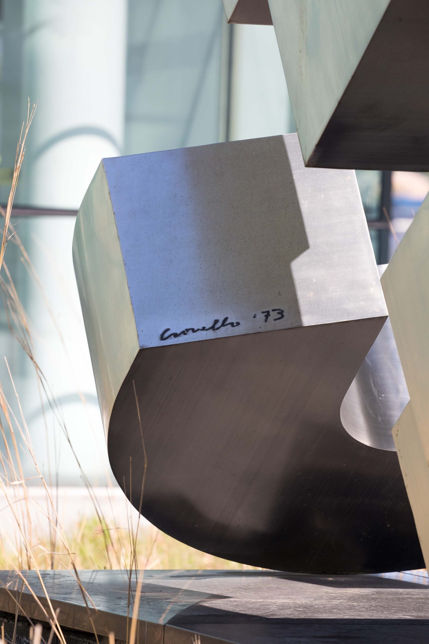 The art piece SENES sits on Pier 79, a steel structure with round edges connected to each other