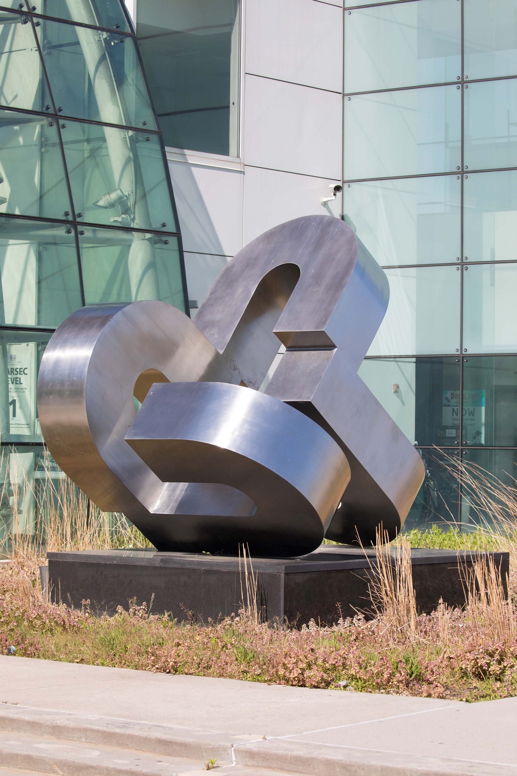 The art piece SENES sits on Pier 79, a steel structure with round edges connected to each other