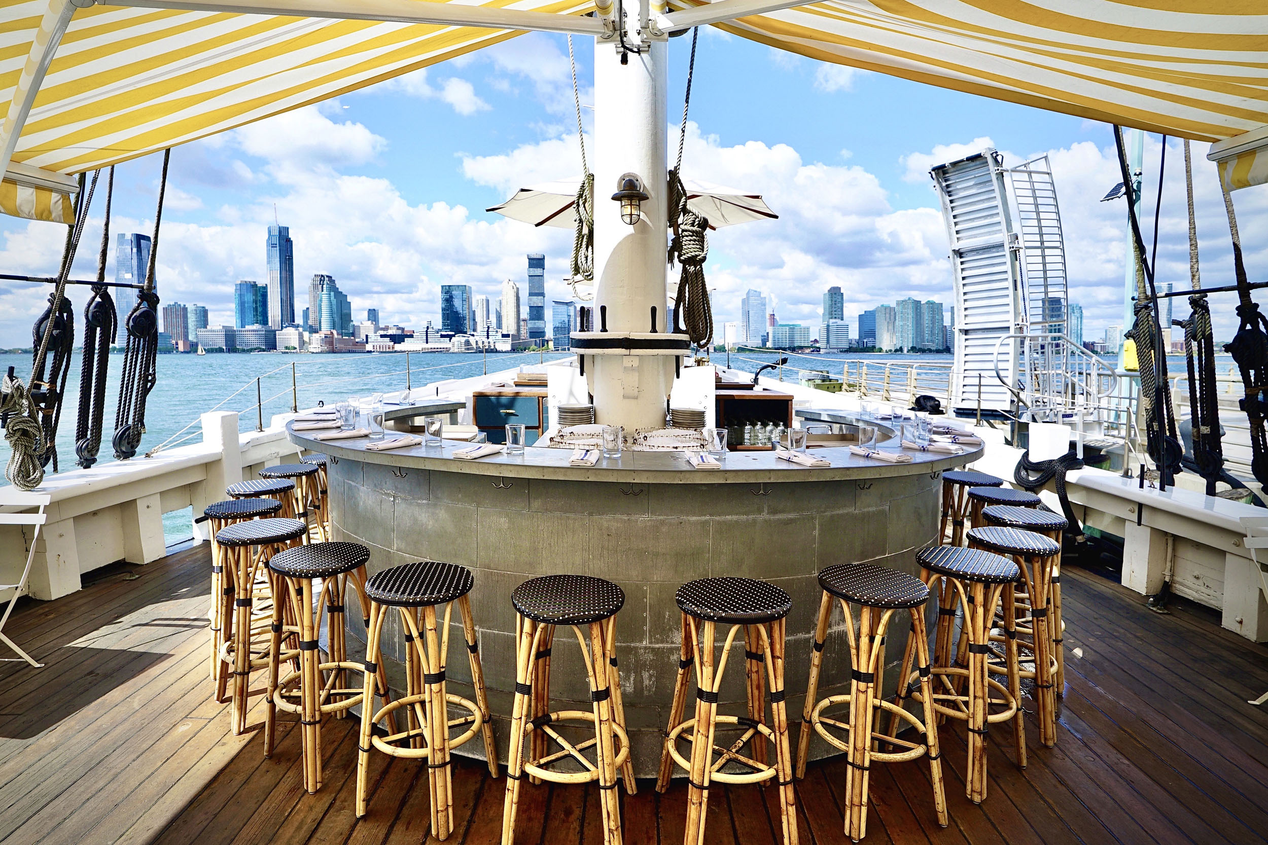 Grand Banks round oyster bar is a popular place to eat