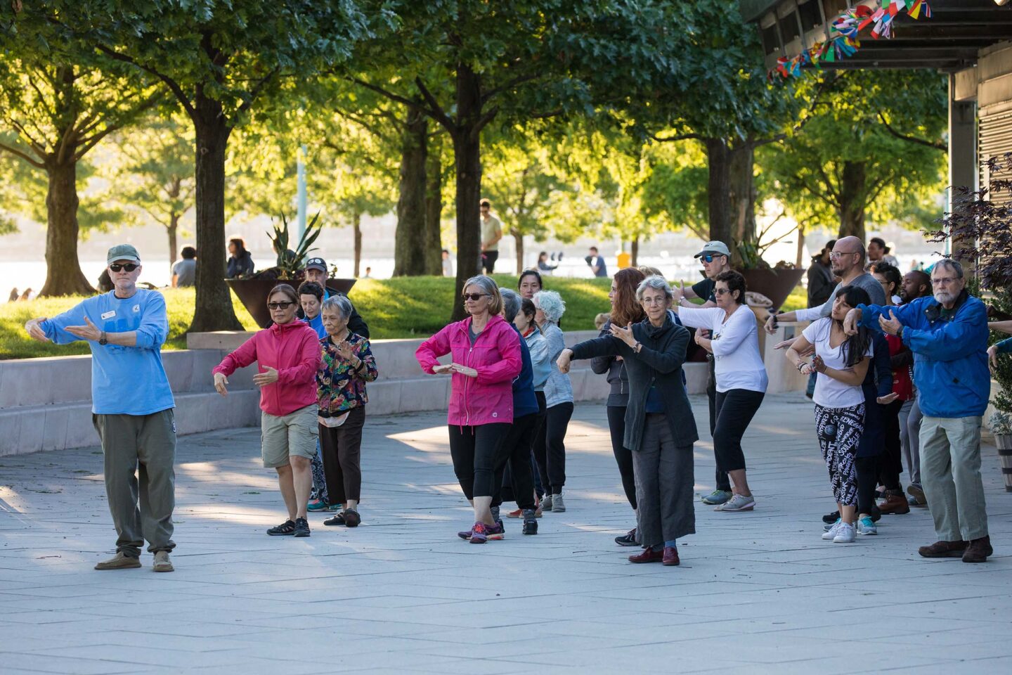 The instructor for Tai Chi explains the next move