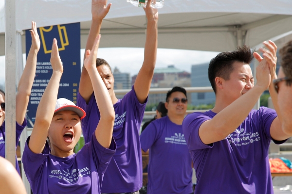The purple team at HRPK Games shouts support to their teammates