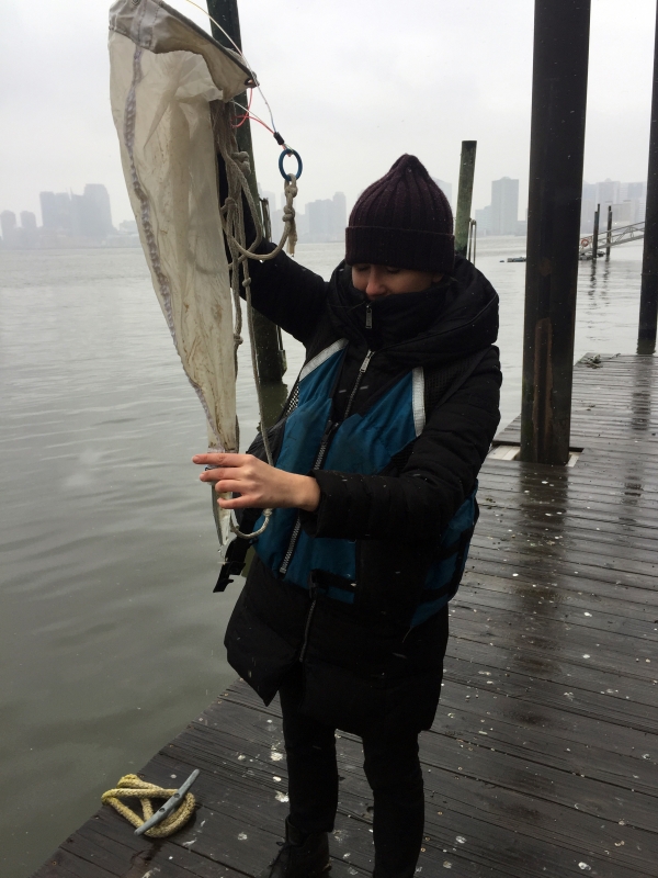 HRPK educators look at the plankton that was pulled from the river