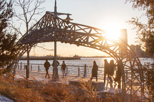 The Serpentine Structures are spaced out throughout the Tribeca Boardwalk