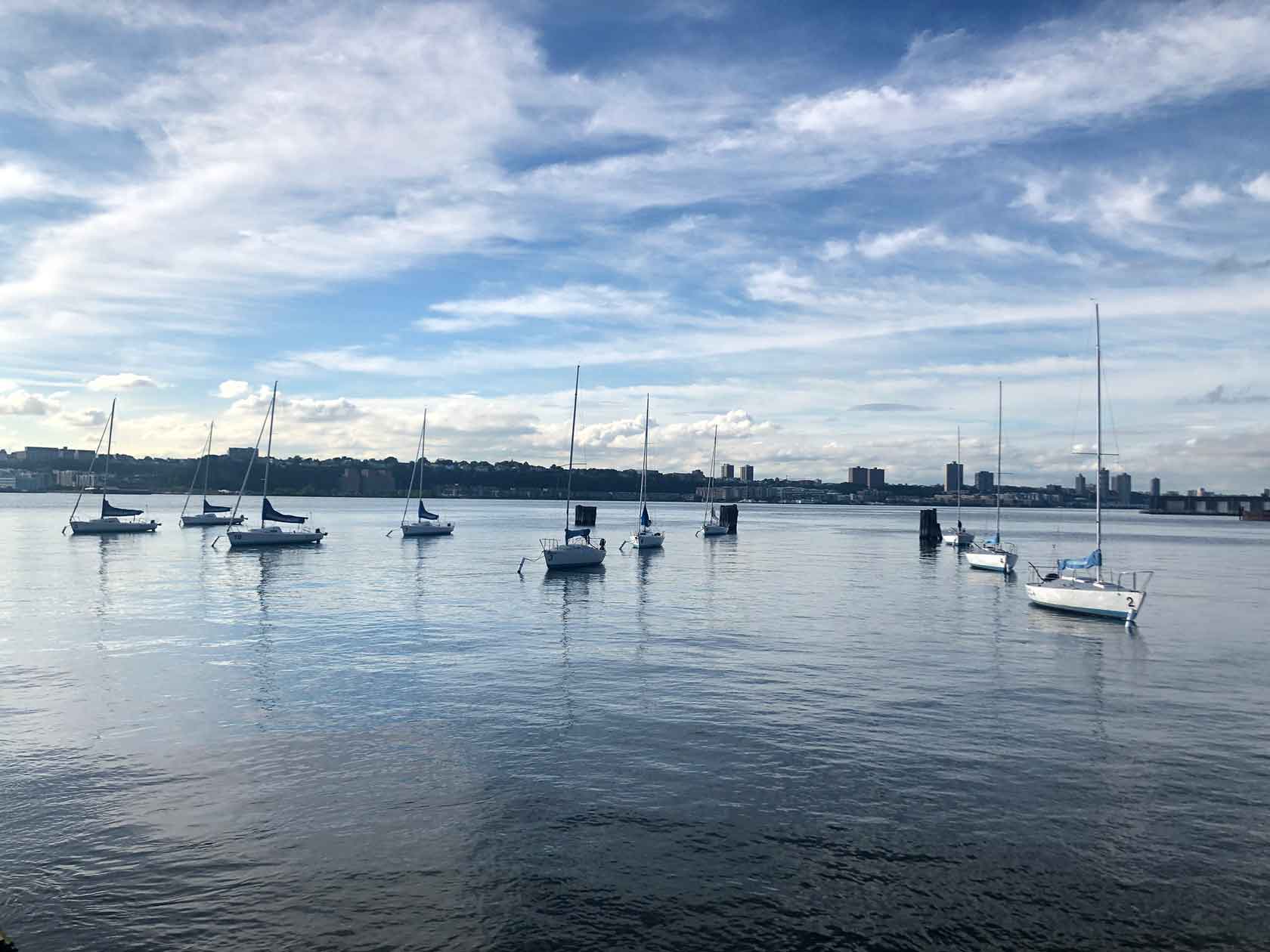 The mooring field with sailboats at Pier 66