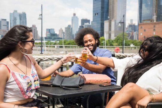 The Frying Pan has excellent seating around the historic vessel, perfect for a drink