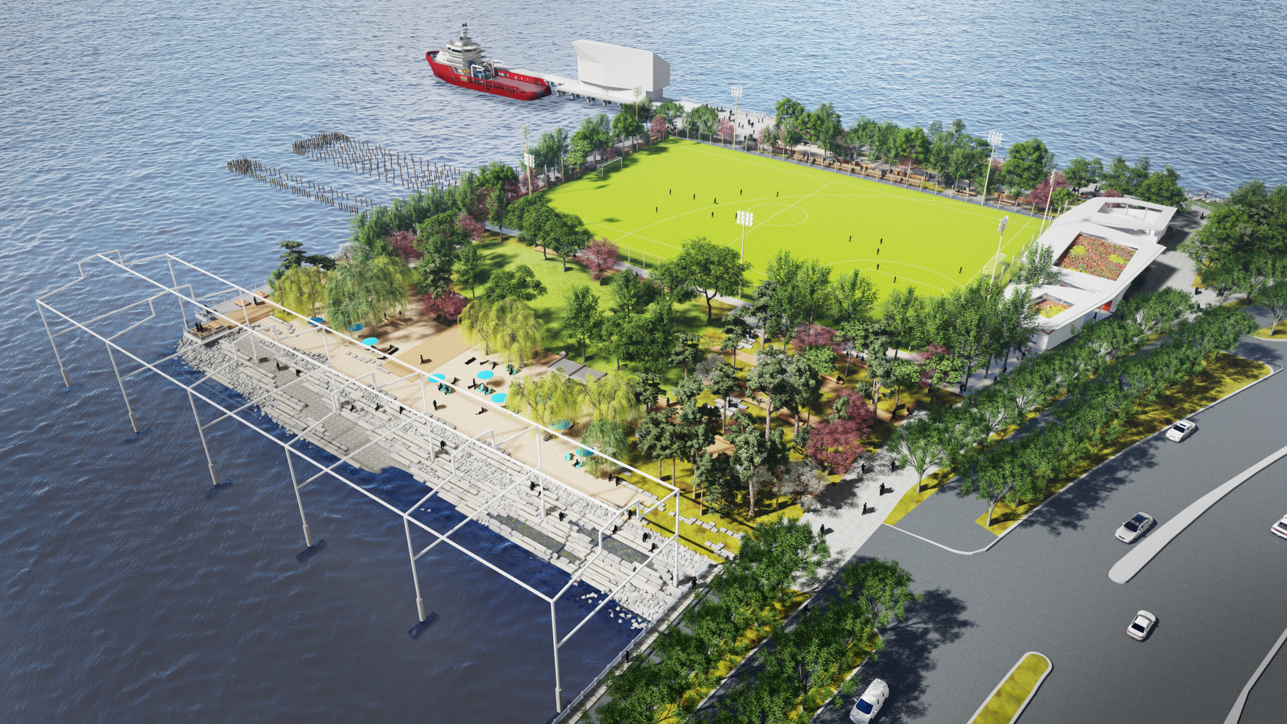 Gansevoort Peninsula rendering overhead shot