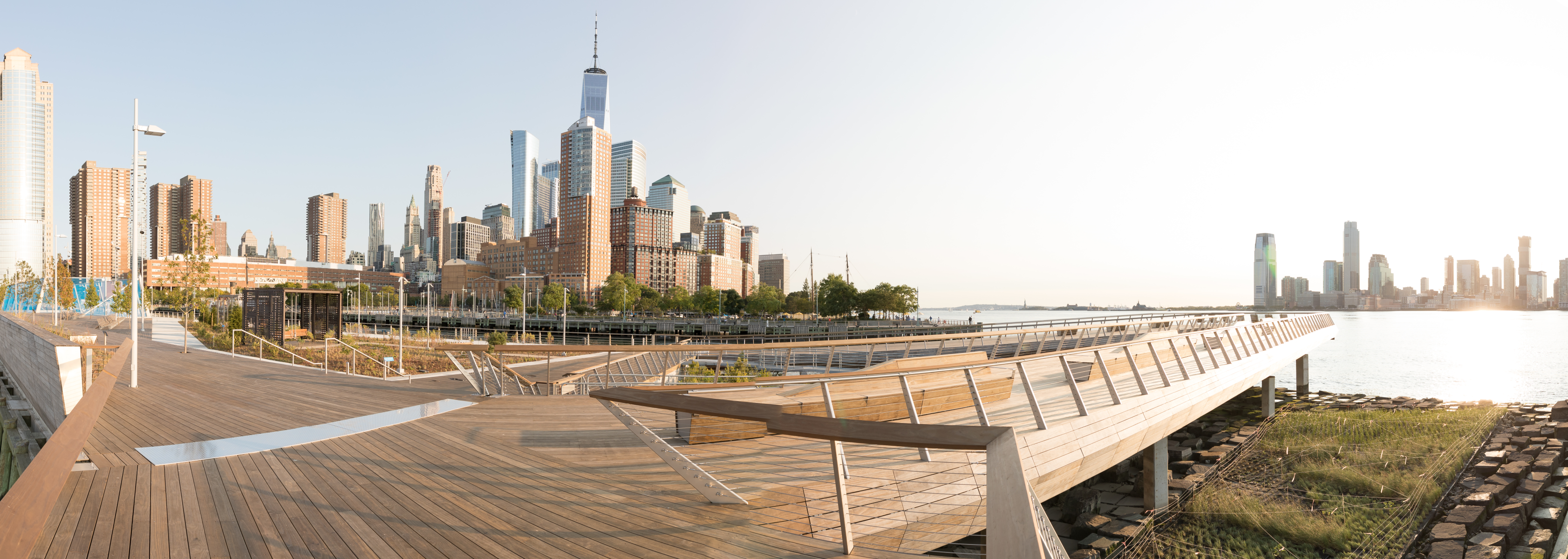 Panorama of the elevated walkway at the edge of HRPK's Pier 26