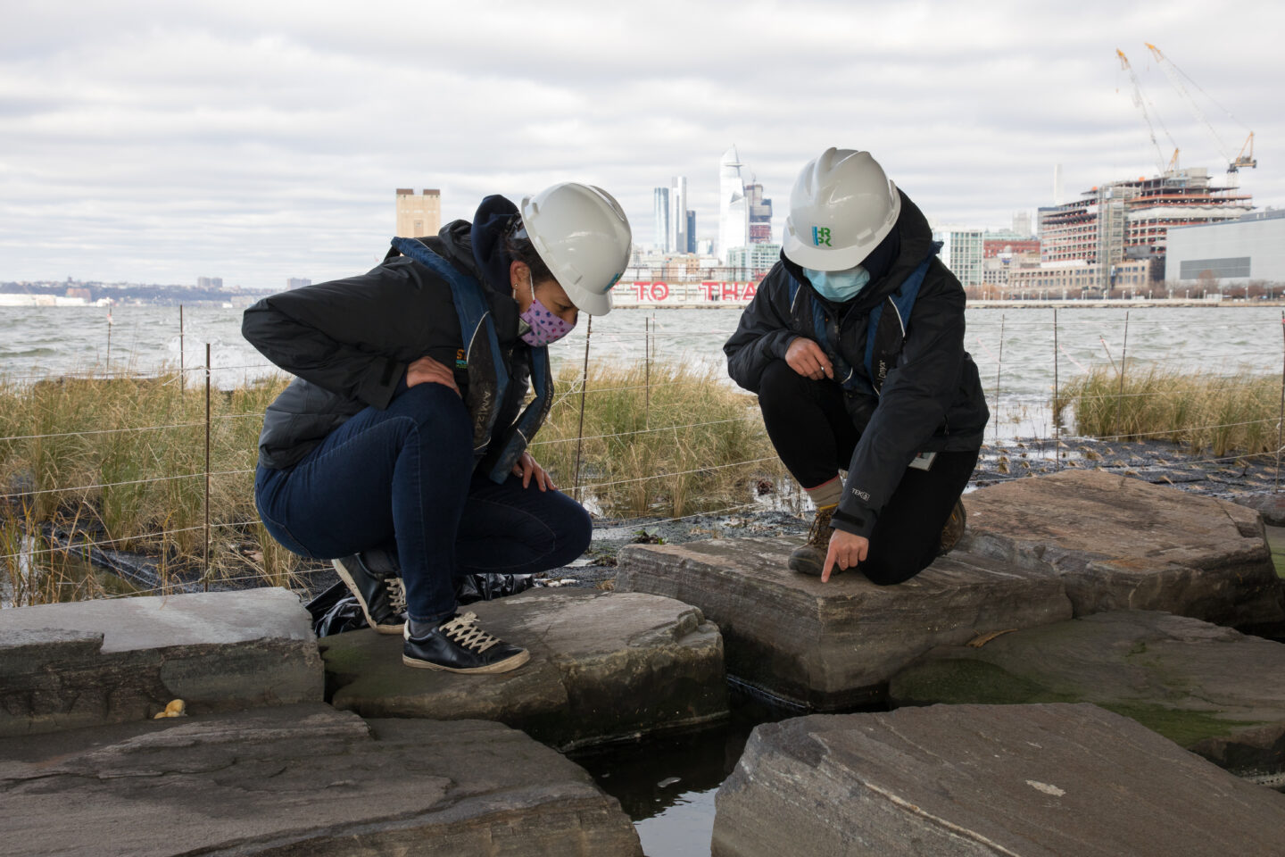 river project scientists on pier 26 tide deck