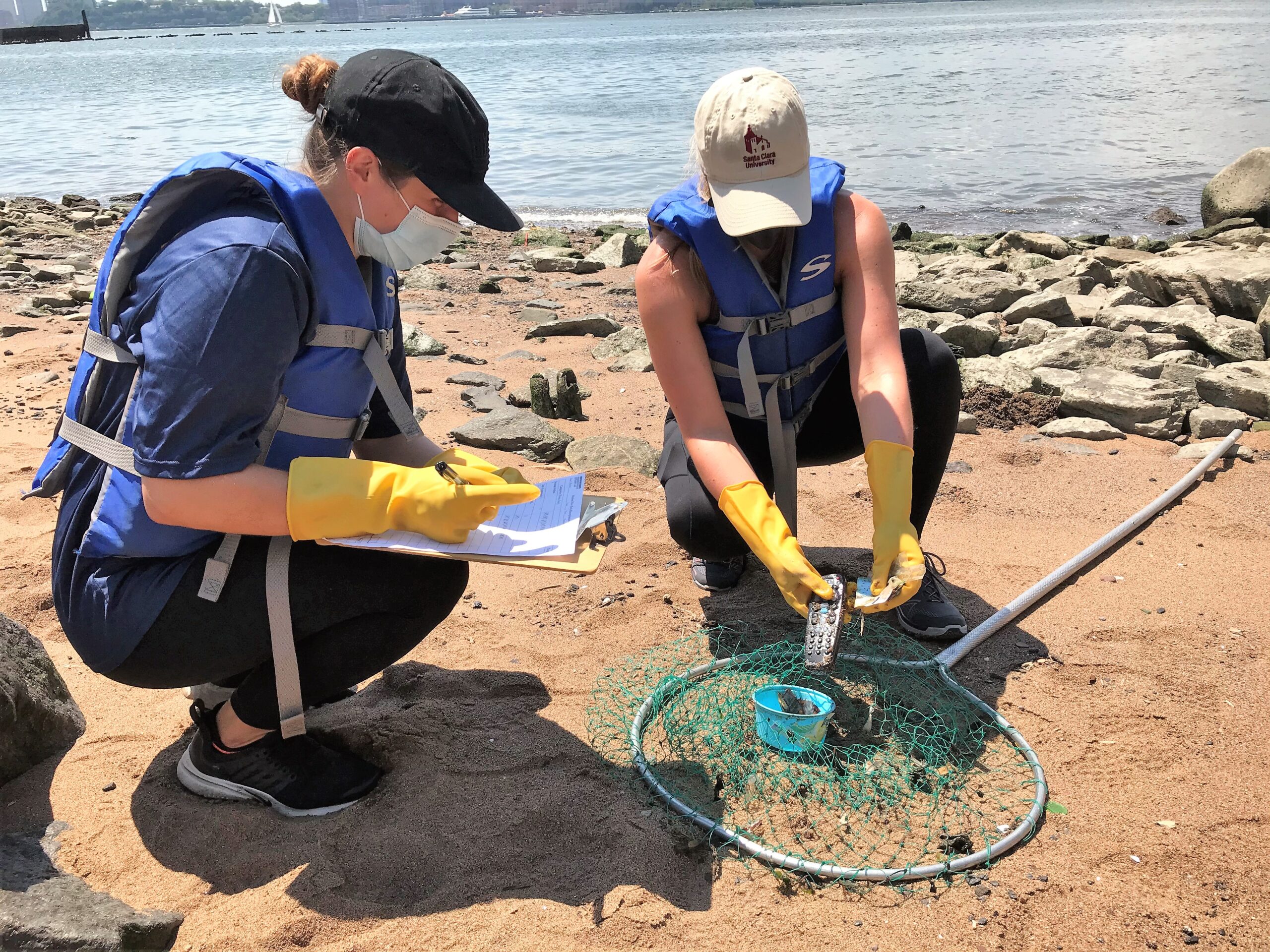 shoreline cleanup masked brightened