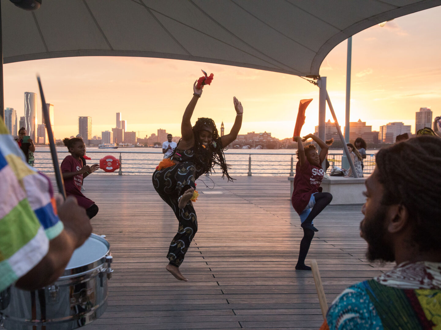 Batingua Arts dance lesson and performance at Pier 45 in Hudson River Park