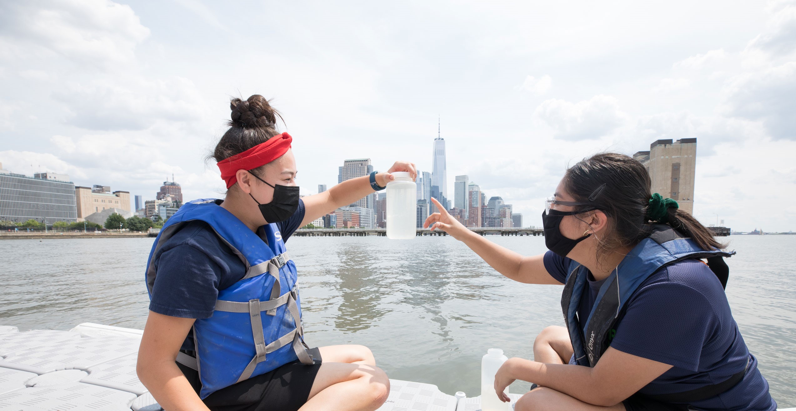 Scientists collect samples of environmental DNA to study Hudson River Park local fish dynamics.