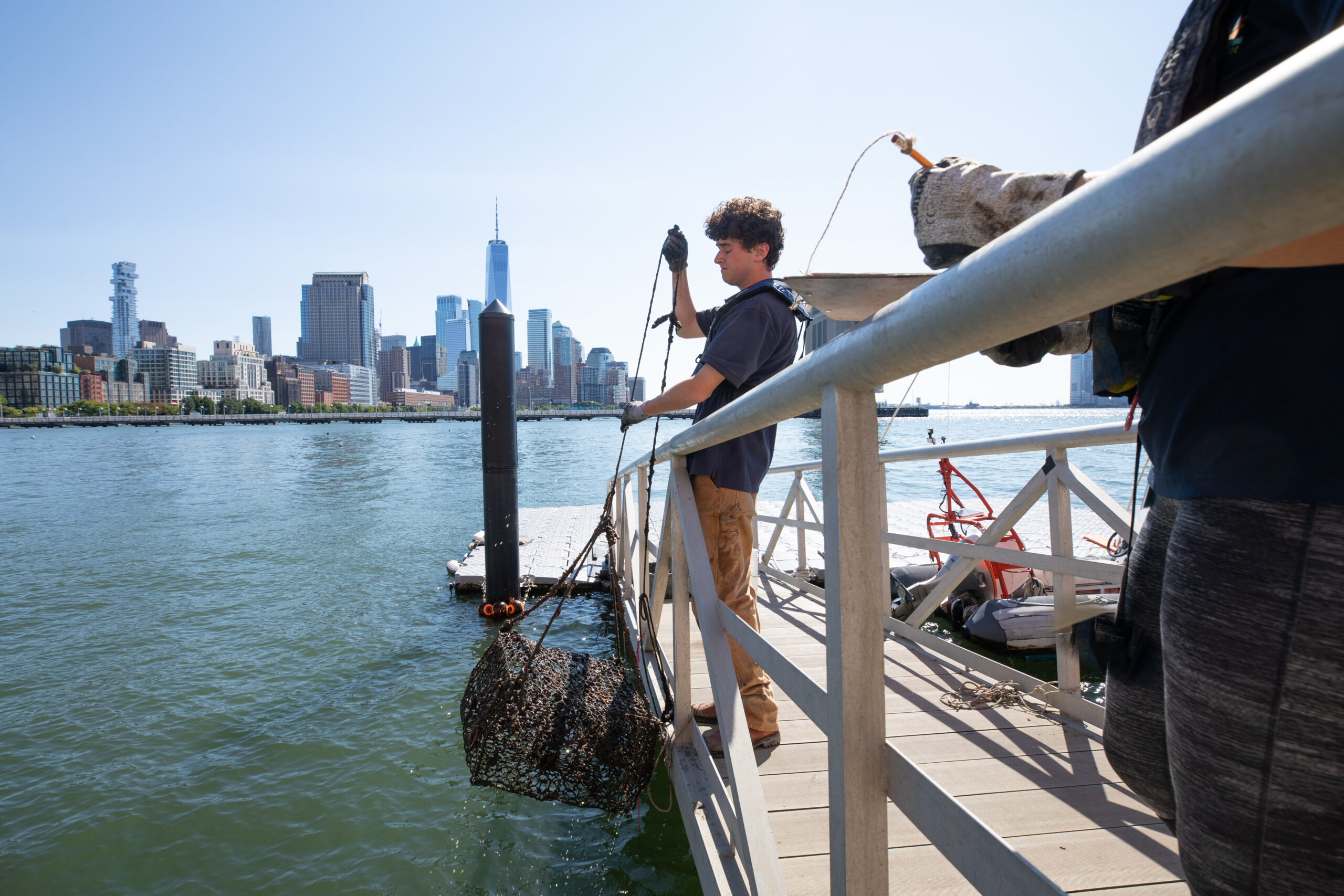 Checking traps at Pier 40