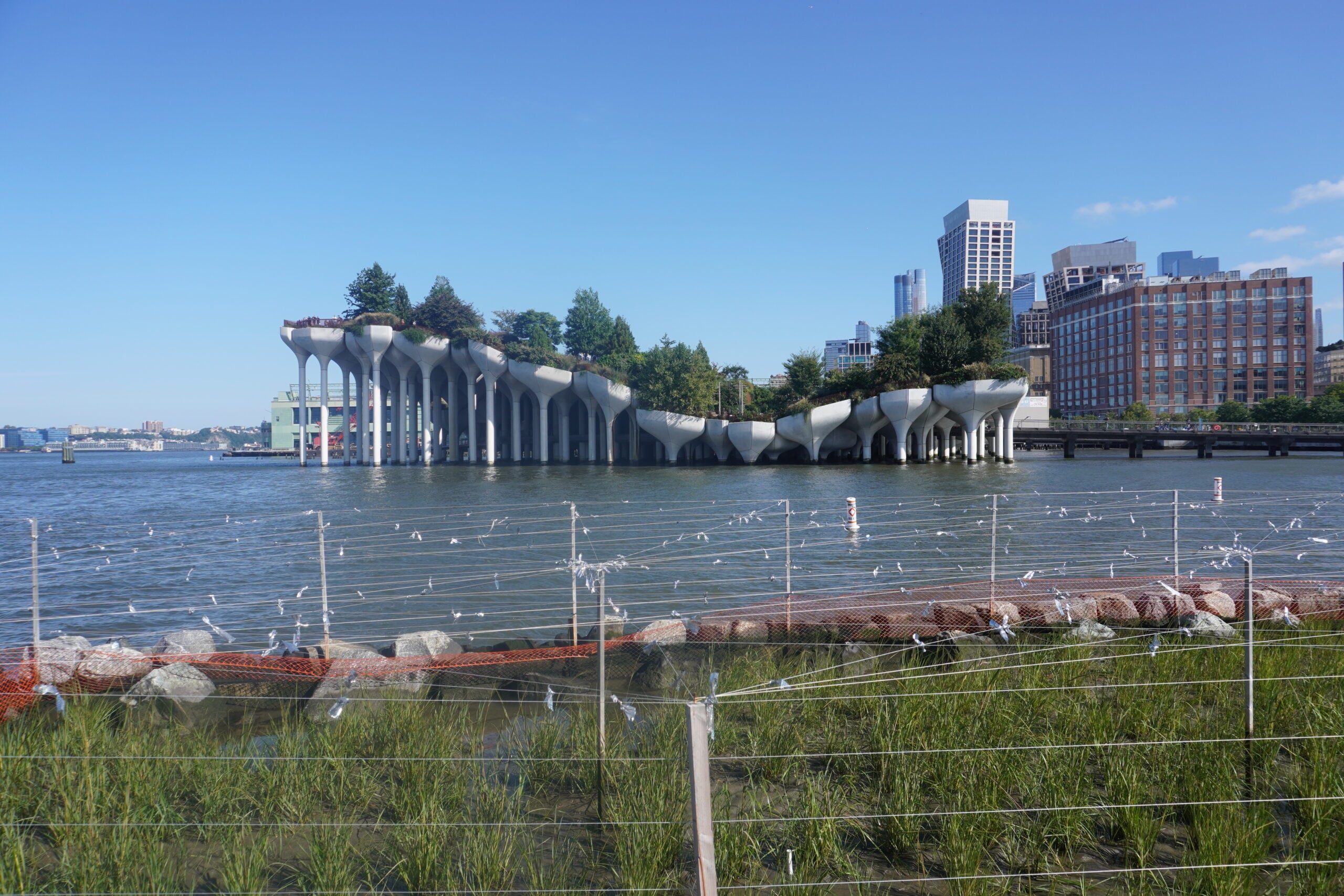 The Gansevoort Peninsula Salt Marsh, with Little Island visible in the background